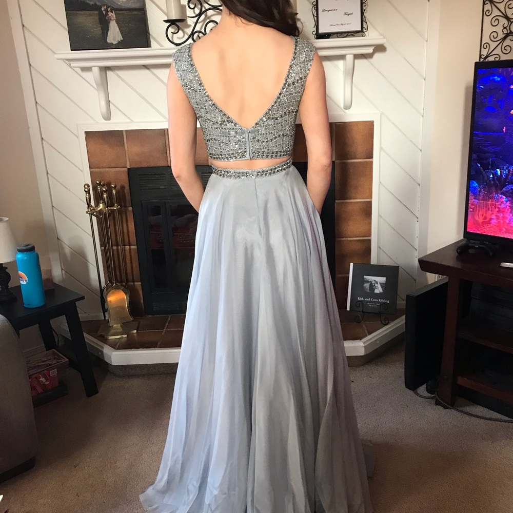 Sherri Hill Gray/Blue two piece dress - Picture 2 of 5